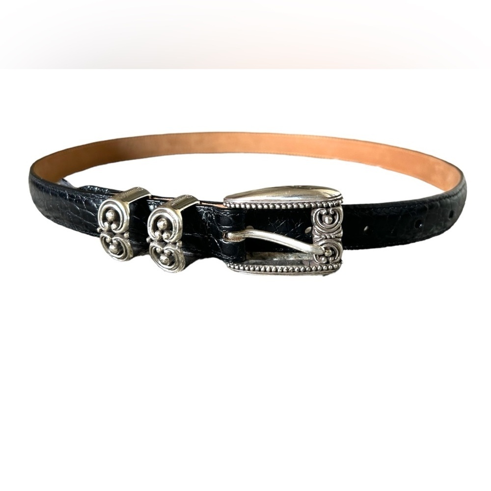 Brighton Black Leather Western Crocodile Belt Women’s M